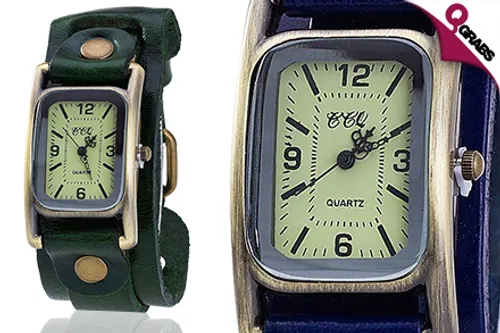 For QR29 Stay Hip with Vintage Leather Bracelet Watches - Choose from Five Cool Colors! (Up to QR65 Value)